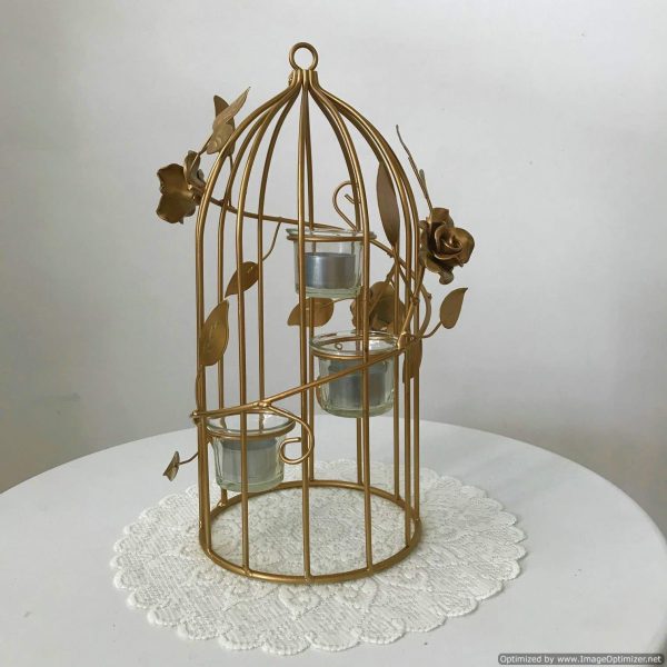 3 tier gold tealight birdcages | Candle Holders