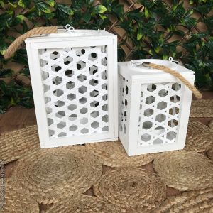 white wooden candle lanterns | Candle Holders
