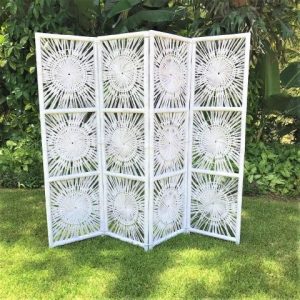 boho 4 panel wicker screen divider | Other Props & Décor